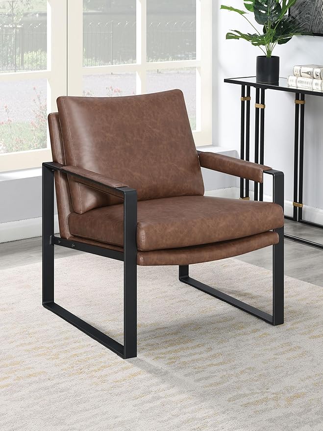 🛋️ Stylish Leather Upholstered Chair – Elegant, Comfortable & Modern Design for Your Living Room 🏠 | Perfect for Lounging & Relaxing ✨